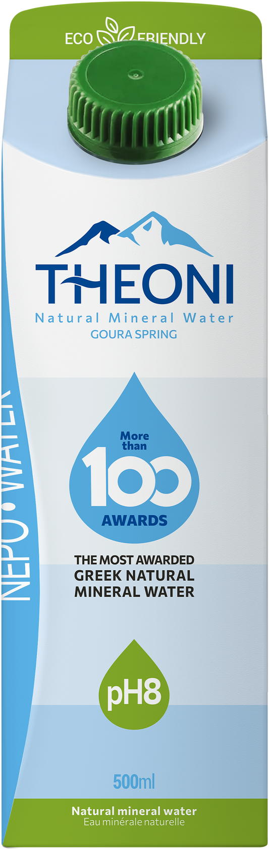 Natural Spring Water - Carton Box, Goura Spring, from Greece - 16.9 Fl. Oz./1.1 Pt./500 mL