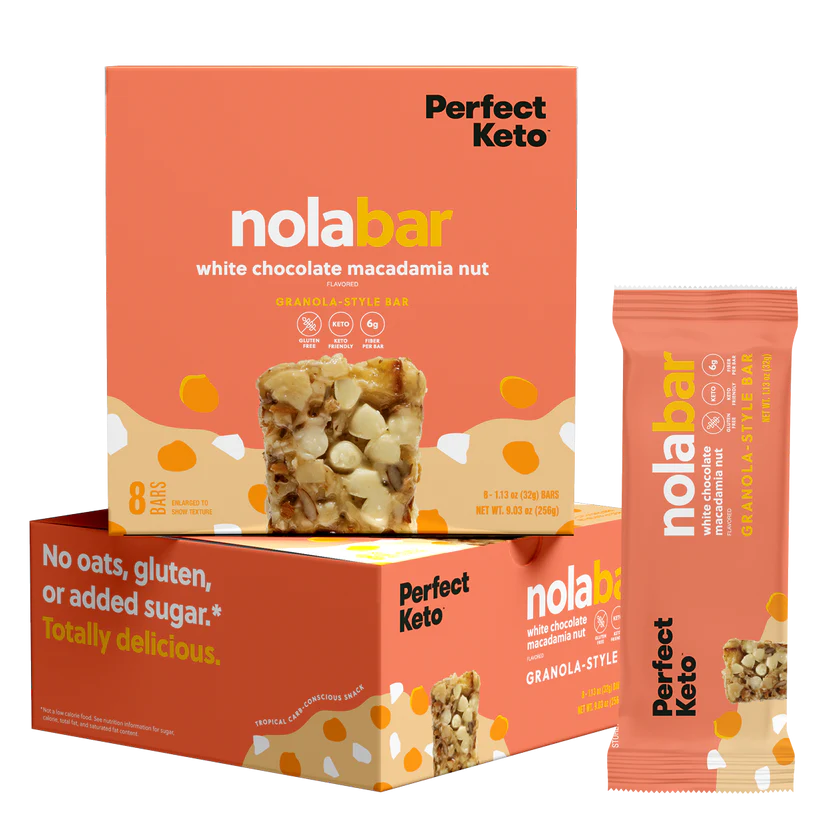 Perfect Keto - NolaBar White Choc & Macadamia - 1.13 oz x 8 bars