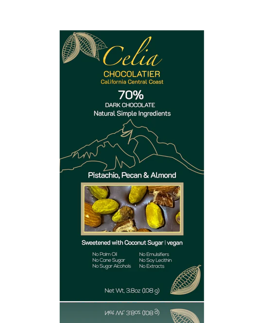 Pistachio, Almond, Pecan - 70% Dark Chocolate Bar