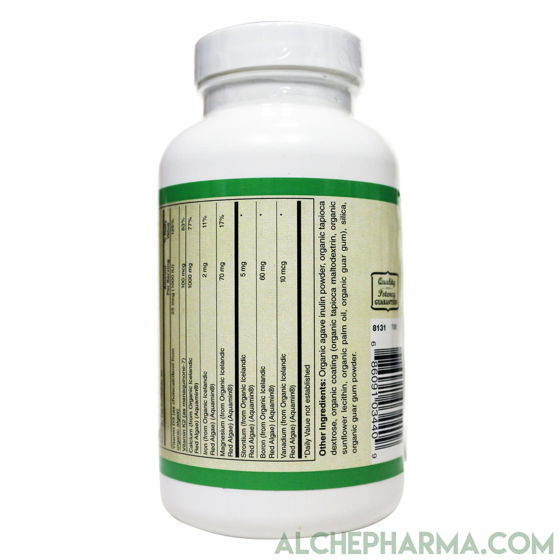 Plant Calcium ( Whole Food ) Certified Organic 1000mg. Elemental Calcium Per Serving-Mineral-AlchePharma