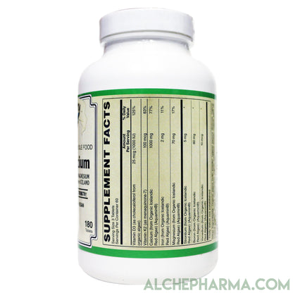 Plant Calcium ( Whole Food ) Certified Organic 1000mg. Elemental Calcium Per Serving-Mineral-AlchePharma