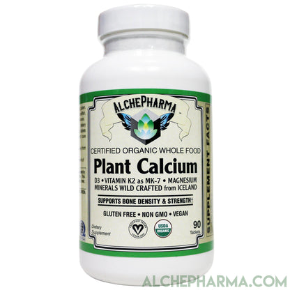 Plant Calcium ( Whole Food ) Certified Organic 1000mg. Elemental Calcium Per Serving-Mineral-AlchePharma