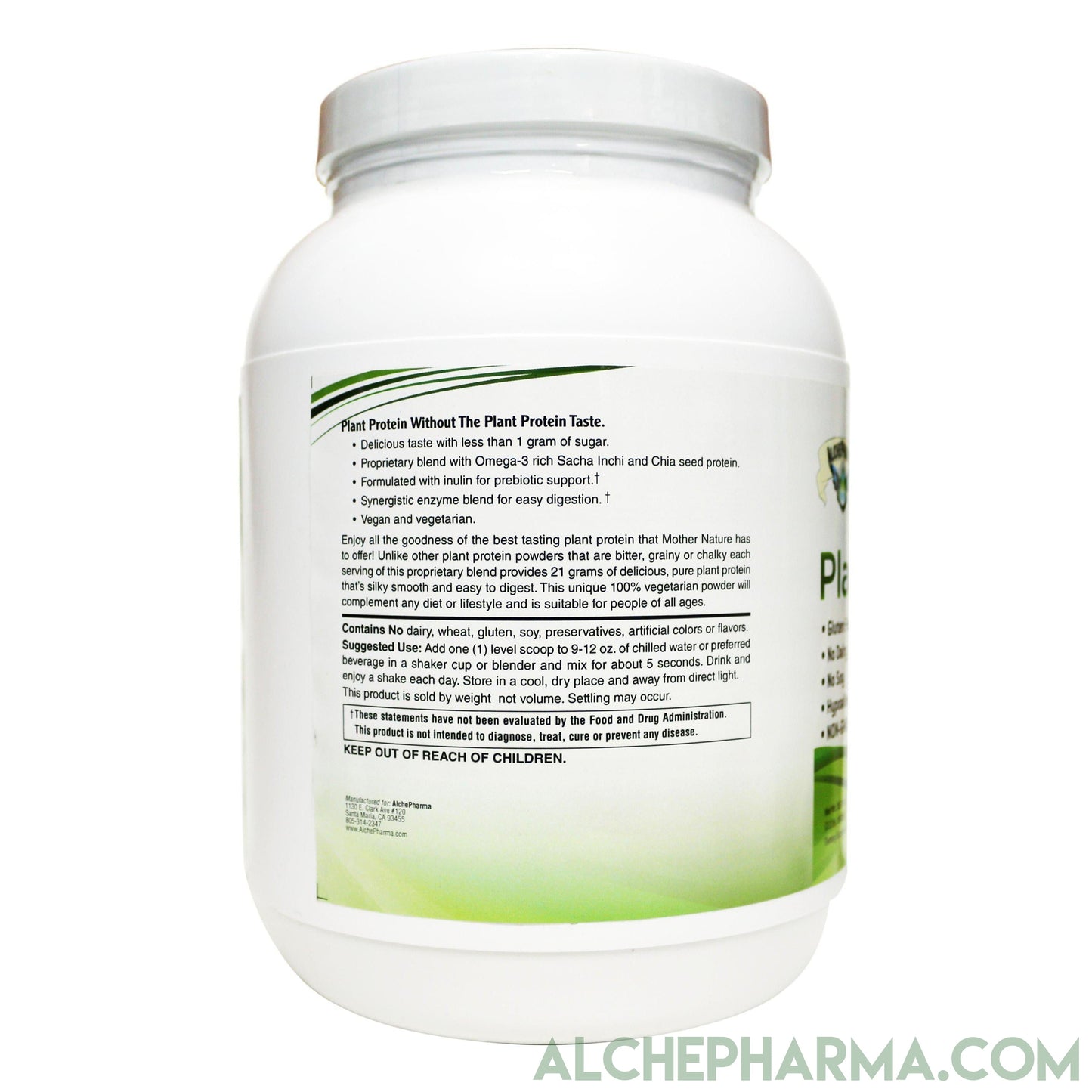 Plant Protein ( Premium Blend ) - No Soy, Hypoallergenic, No Grit ( Featuring Omega 3 Rich Sacha Inchi and Chia )-AlchePharma