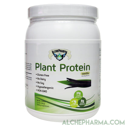 Plant Protein ( Premium Blend ) - No Soy, Hypoallergenic, No Grit ( Featuring Omega 3 Rich Sacha Inchi and Chia )-AlchePharma