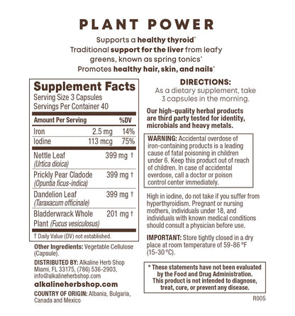 Plant Power Supplement - Chlorophyll Blend - 120 Capsules