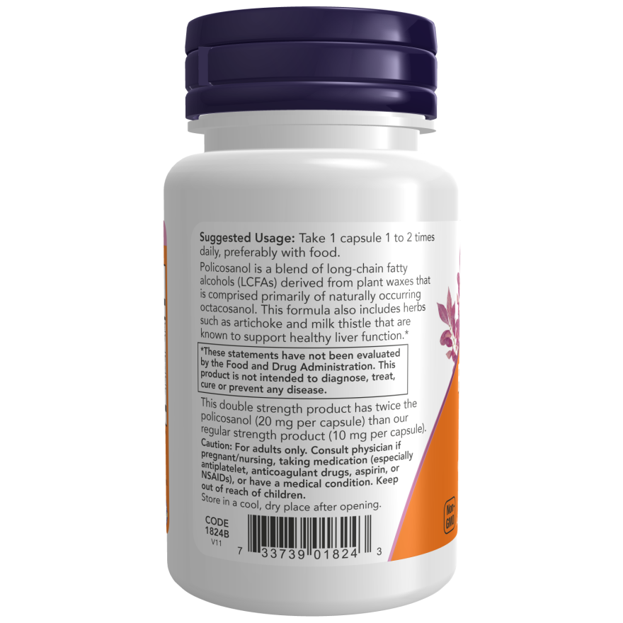 Policosanol, Double Strength 20 mg Veg Capsules-Cholesterol/Cardiovascular Support-AlchePharma