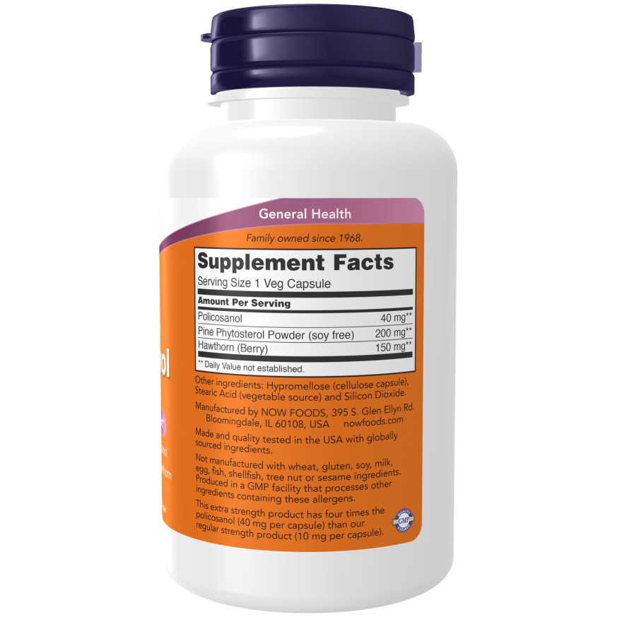 Policosanol, Extra Strength 40 mg Veg Capsules-Cholesterol/Cardiovascular Support-AlchePharma