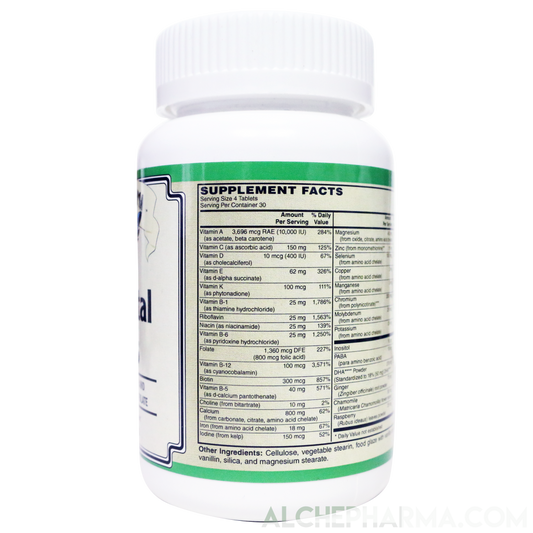 Prenatal Plus (Optimized) 4 tablet/day comprehensive formula-AlchePharma
