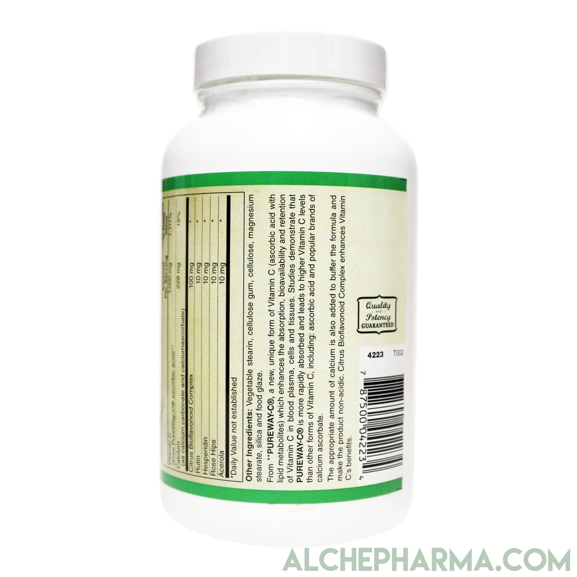 PureWay-C®( contains Vitamin C bound to lipid metabolites) - Non-Acidic 1000 mg Tablets-Anti-Oxidant-AlchePharma