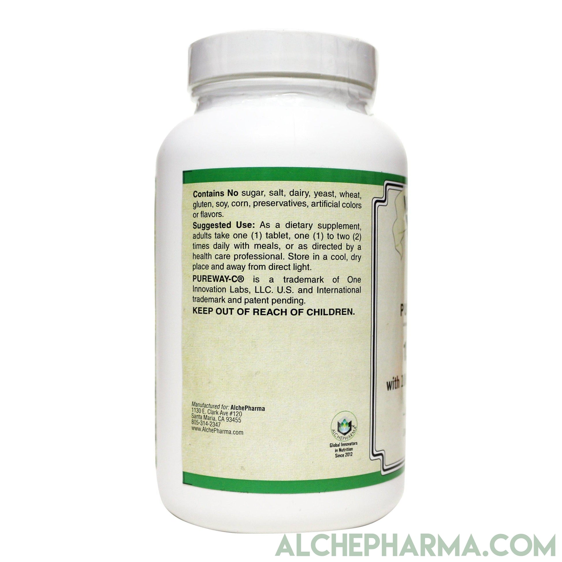 PureWay-C®( contains Vitamin C bound to lipid metabolites) - Non-Acidic 1000 mg Tablets-Anti-Oxidant-AlchePharma