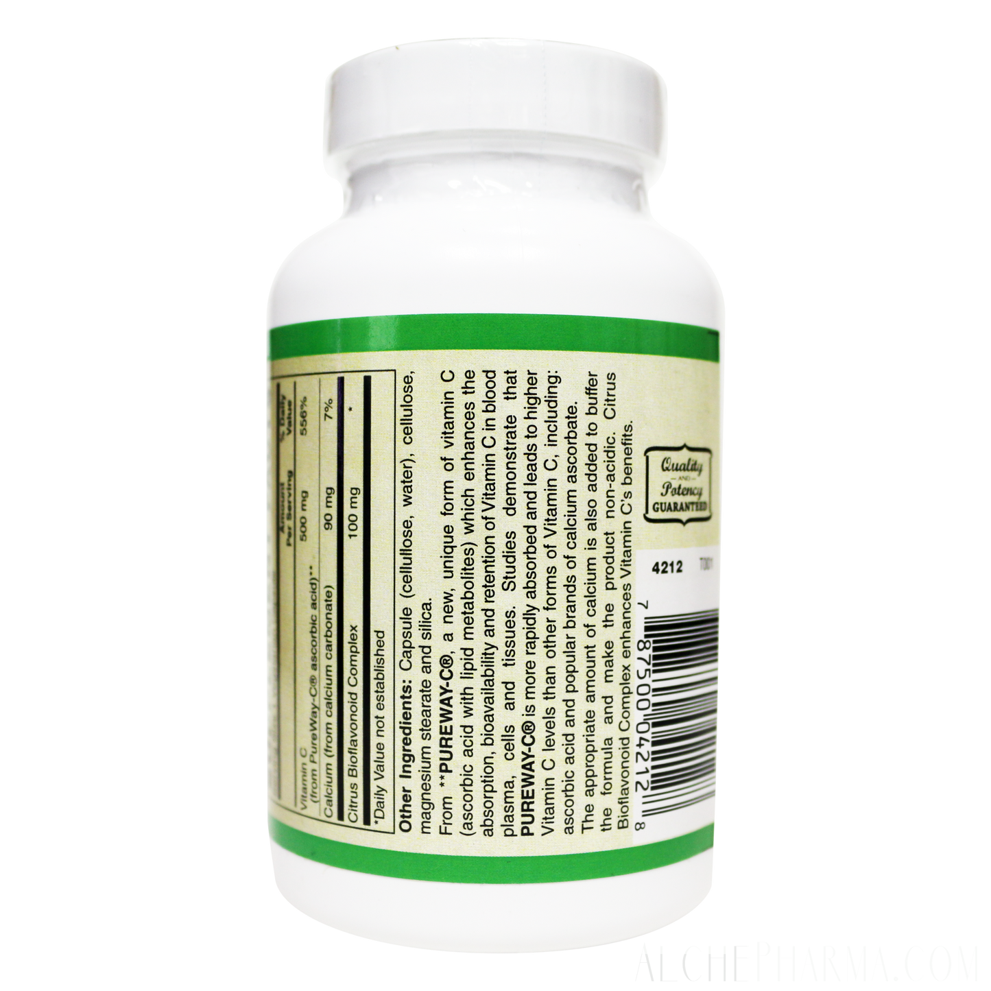 PureWay-C®( contains Vitamin C bound to lipid metabolites) - Non-Acidic 500 mg Caps-Anti-Oxidant-AlchePharma