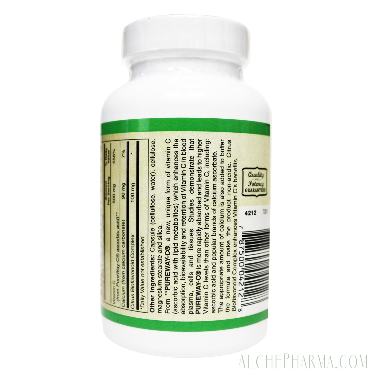 PureWay-C®( contains Vitamin C bound to lipid metabolites) - Non-Acidic 500 mg Caps-Anti-Oxidant-AlchePharma-60 VCaps-AlchePharma