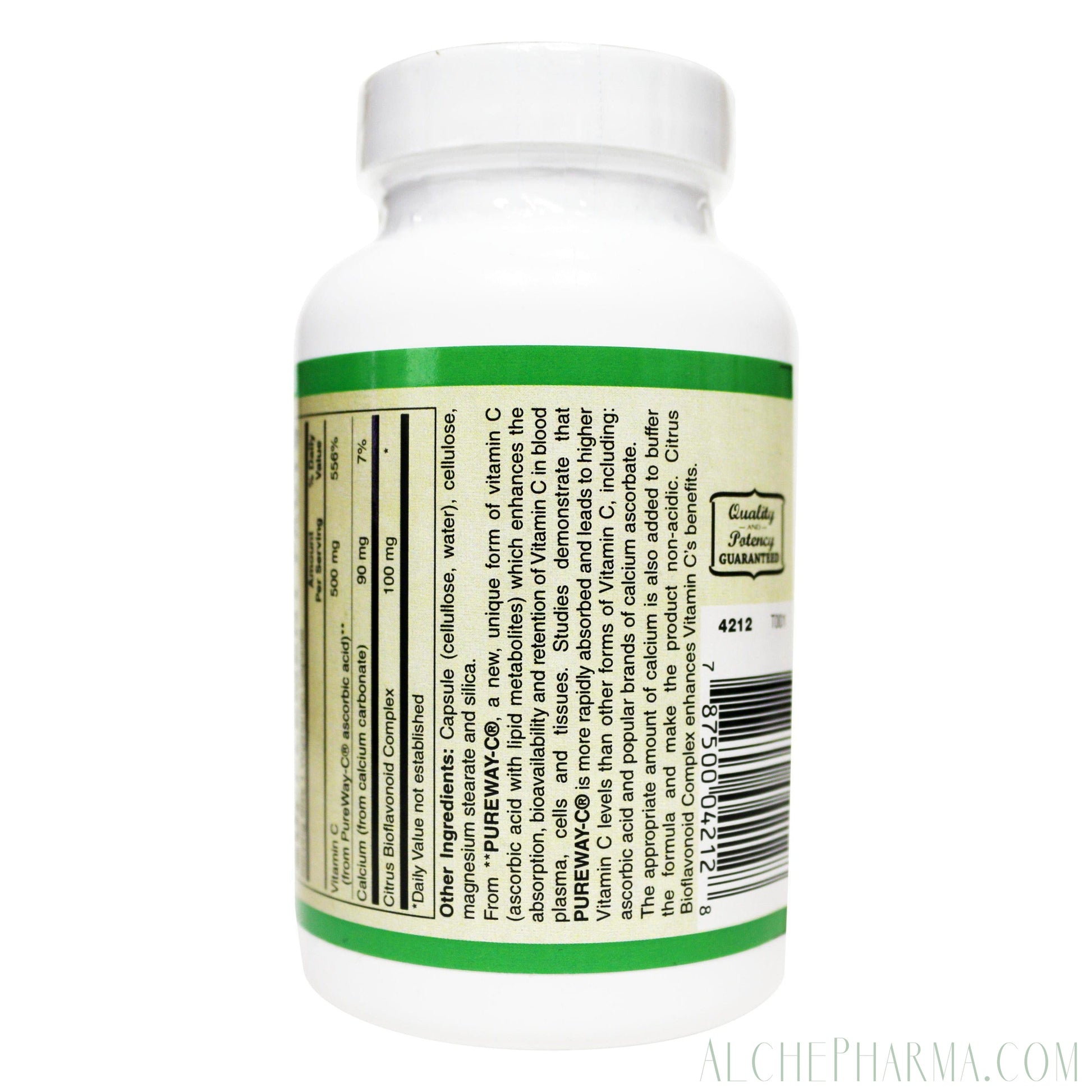 PureWay-C®( contains Vitamin C bound to lipid metabolites) - Non-Acidic 500 mg Caps-Anti-Oxidant-AlchePharma-60 VCaps-AlchePharma