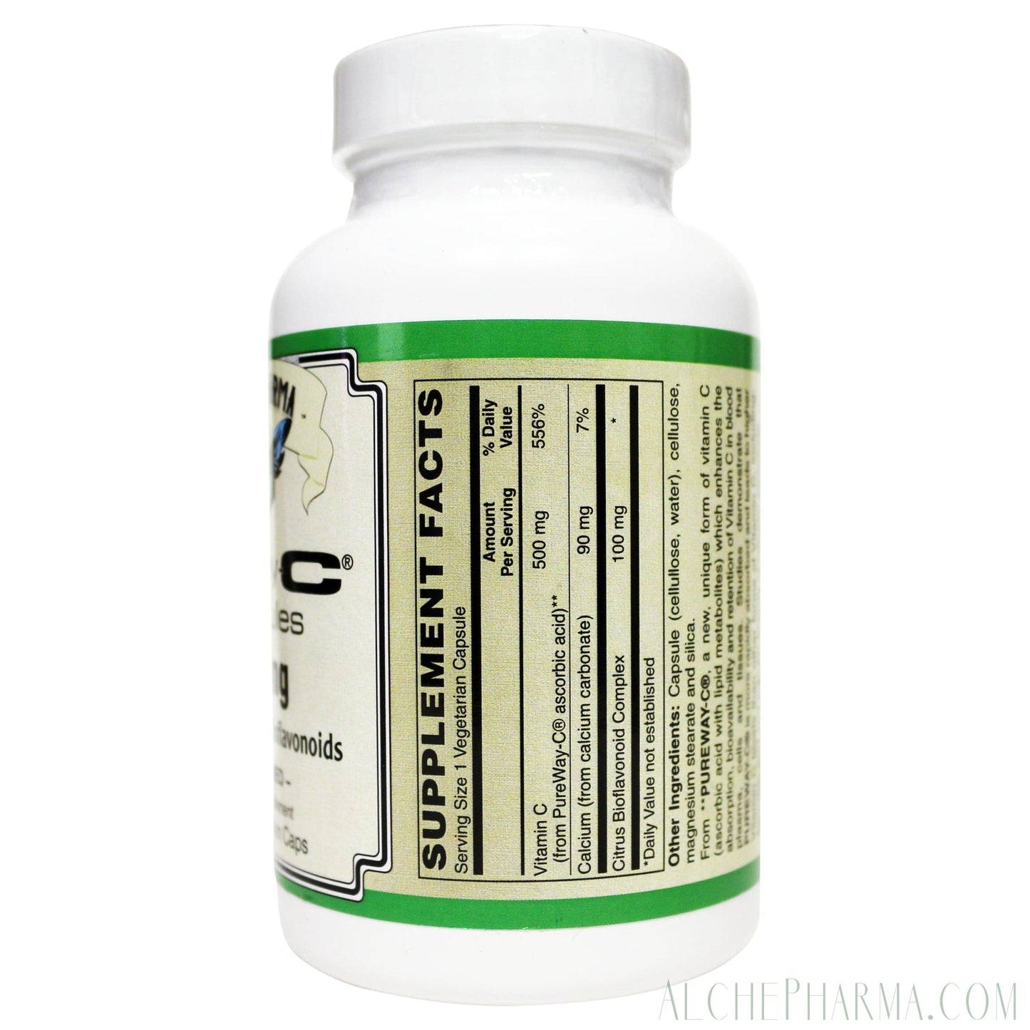 PureWay-C®( contains Vitamin C bound to lipid metabolites) - Non-Acidic 500 mg Caps-Anti-Oxidant-AlchePharma-60 VCaps-AlchePharma