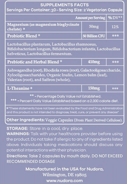 Nudora Probiotic + Prebiotic & Herbs Purple  Mood & Stress Support