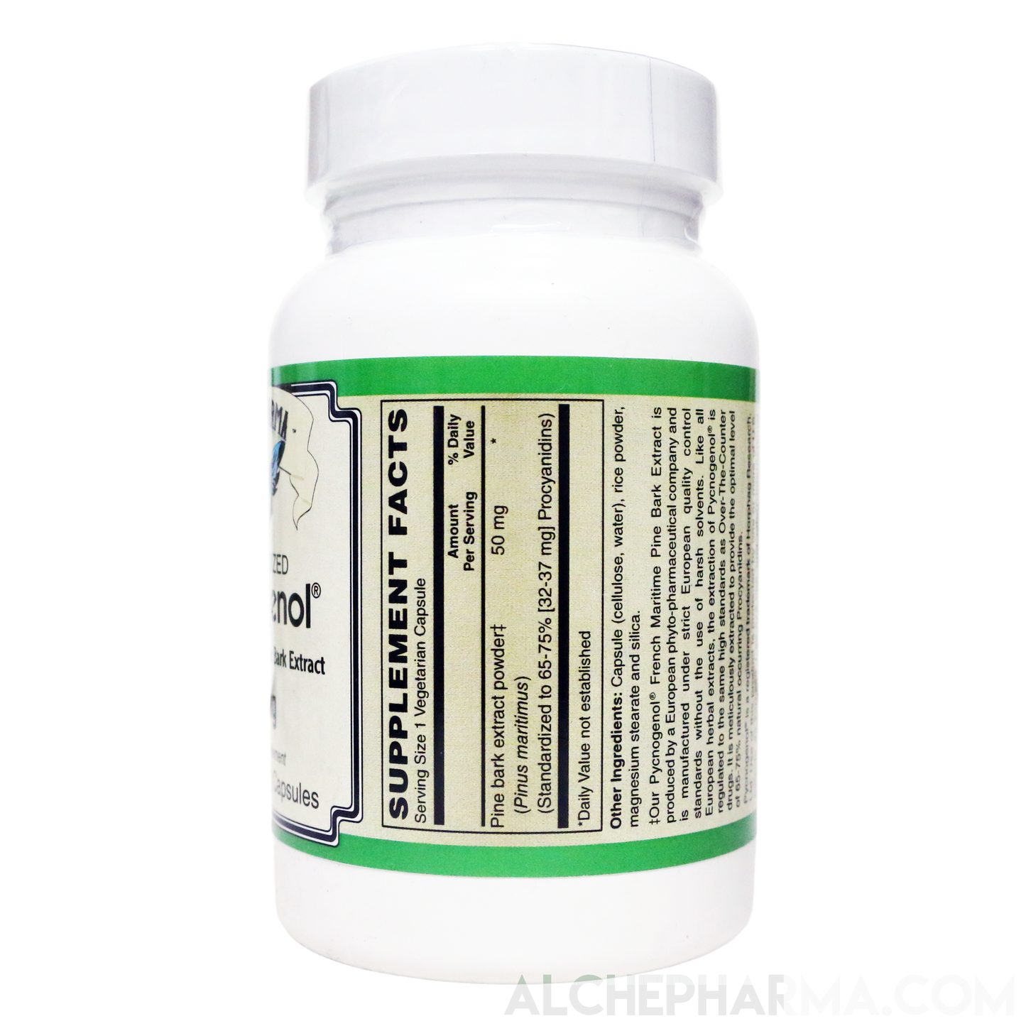 Pycnogenol® High Grade Standardized to 65-75% Procyanidins 50mg - Vcaps-Herb-AlchePharma