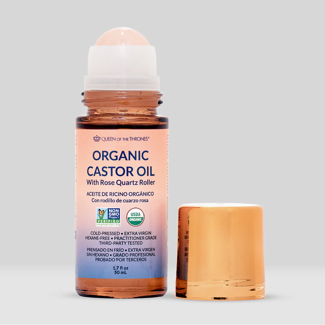 Organic Castor Oil With Rose Quartz Roller 1.7oz