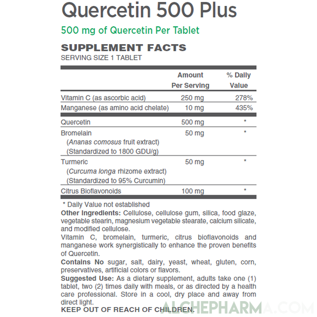 Quercetin 500 mg-Plus ( Bromelain, Turmeric, Manganese, Vit. C )-AlchePharma