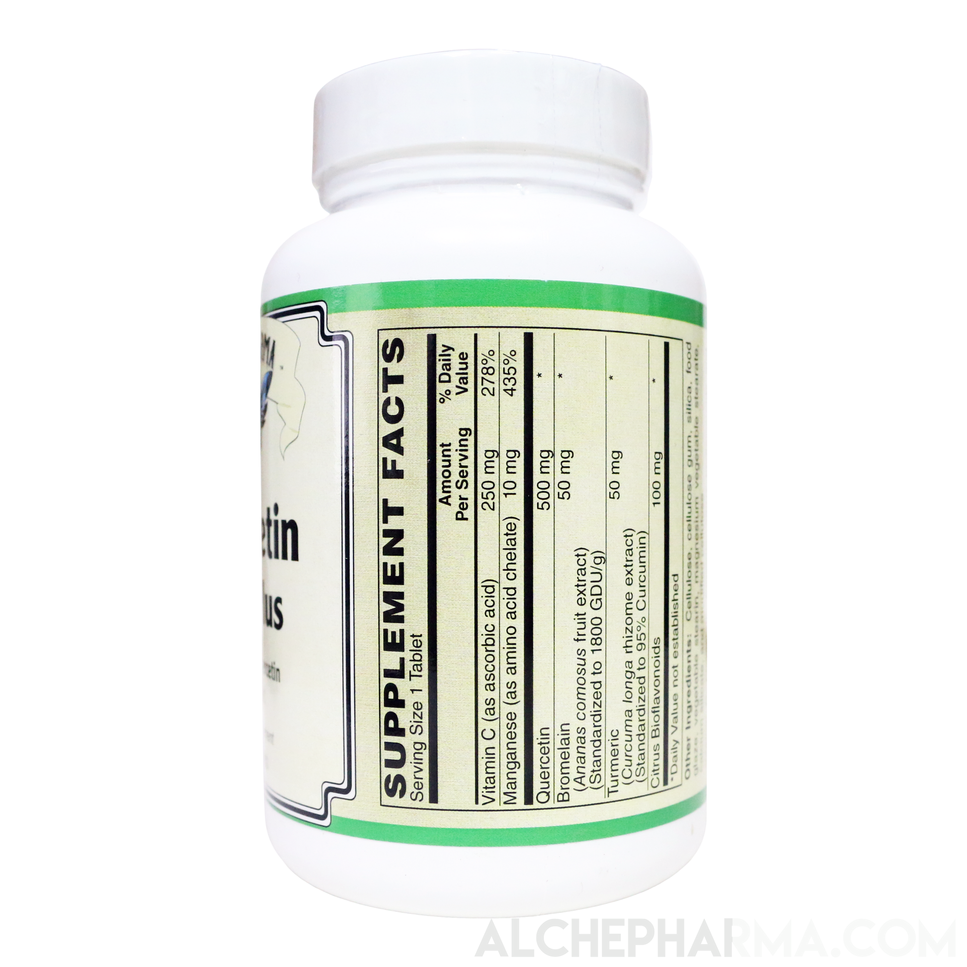 Quercetin 500 mg-Plus ( Bromelain, Turmeric, Manganese, Vit. C )-AlchePharma