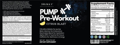 Pump Pre-Workout Citrus Blast 312g w/ Natural Flavor