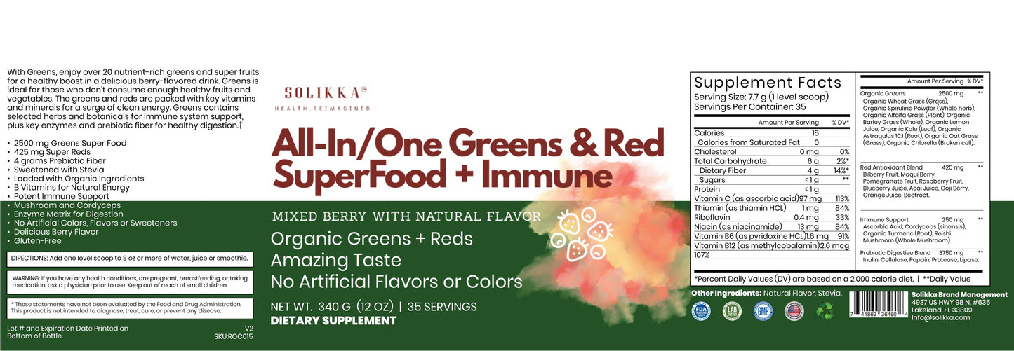 All-In/One Greens & Red SuperFood + Immune 270g Mixed Berry w/Natural Flavor