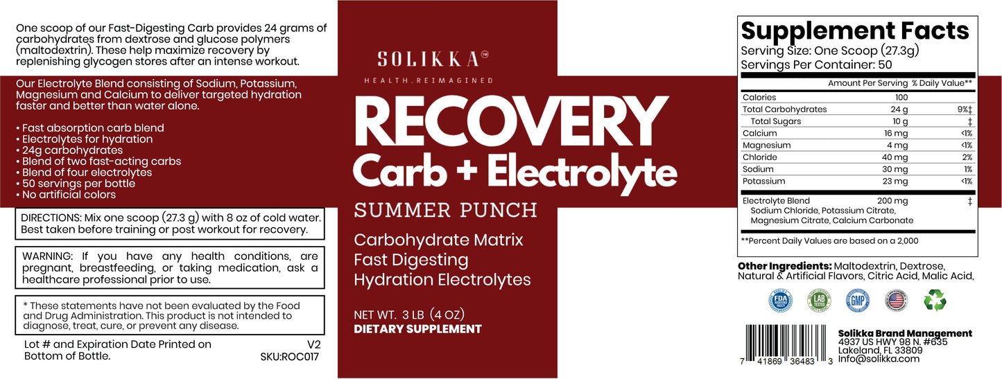 Recovery Carbs+Electrolytes Summer Punch Flavor 1365g