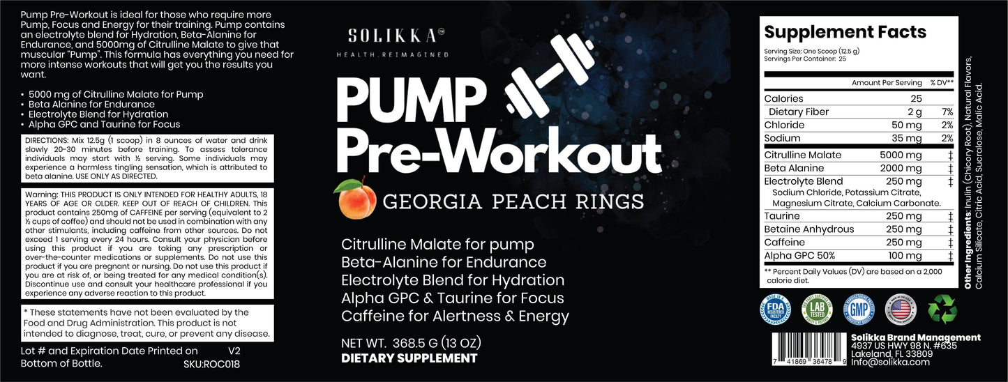 Pump Pre-Workout Georgia Peach Rings 312g