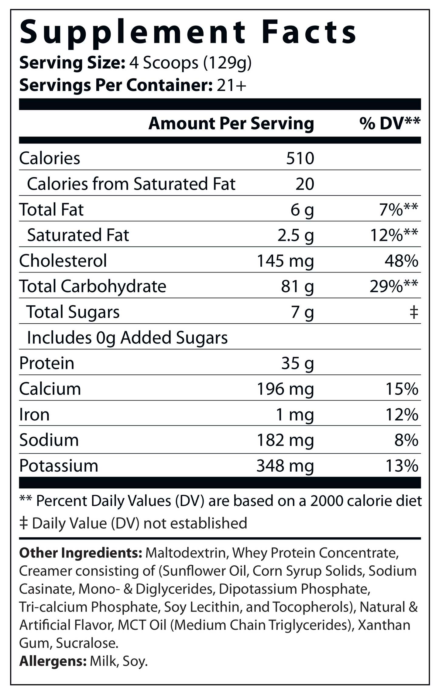 6lb Bulk Up! Mass Gainer Vanilla Milkshake w/Low Sugar