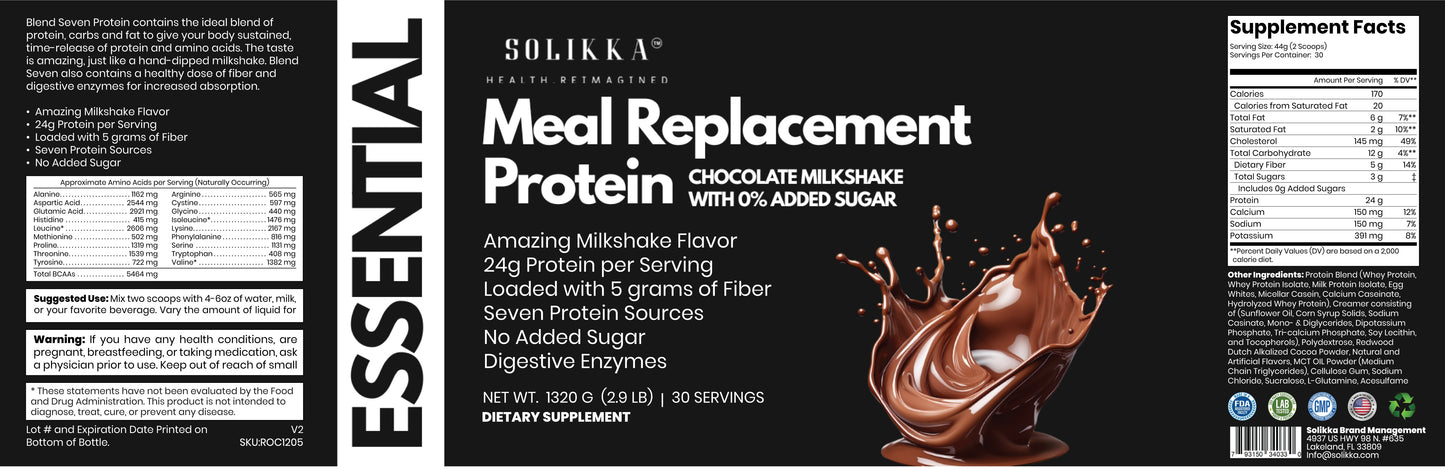2.9lb Essential Meal Replacement Protein Chocolate Milkshake w/0% Added Sugar