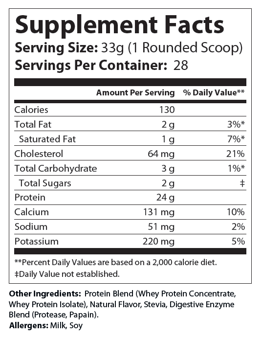 2lb Whey Armor Natural Protein Vanilla w/Stevia & Natural Flavor Non-GMO
