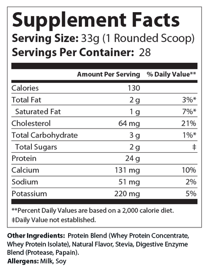 2lb Whey Armor Natural Protein Vanilla w/Stevia & Natural Flavor Non-GMO