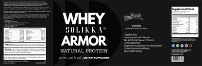 solikka 2lb Whey Armor Natural Protein Vanilla w/Stevia & Natural Flavor Non-GMO