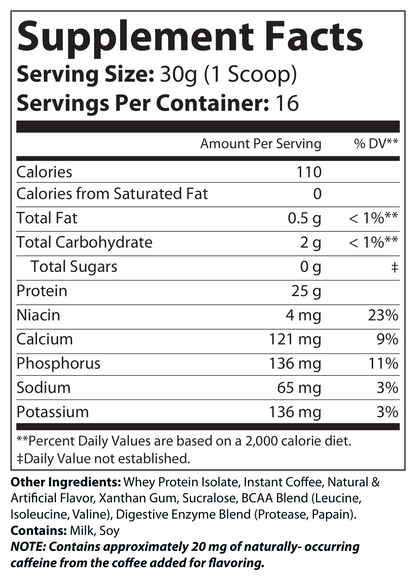 solikka 100% Whey Armor Isolate Protein Powder – Cappuccino Flavor (1 lb / 16 Servings)