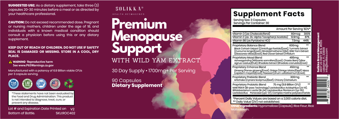 Premium Menopause Support w/Wild Yam Extract