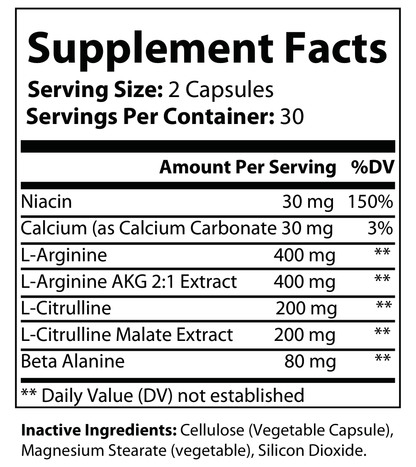 solikka L-Arginine Performance Support – Pre-Workout Formula (60 Capsules)