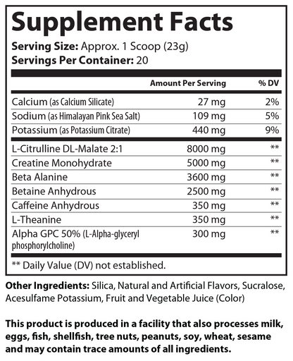 Pre-Workout w/Creatine 5g (Grape Annihilation)