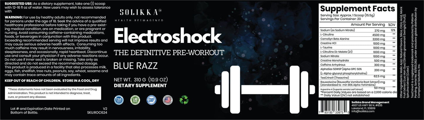 Electroshock - The Definitive Pre-Workout Blue Razz Flavor