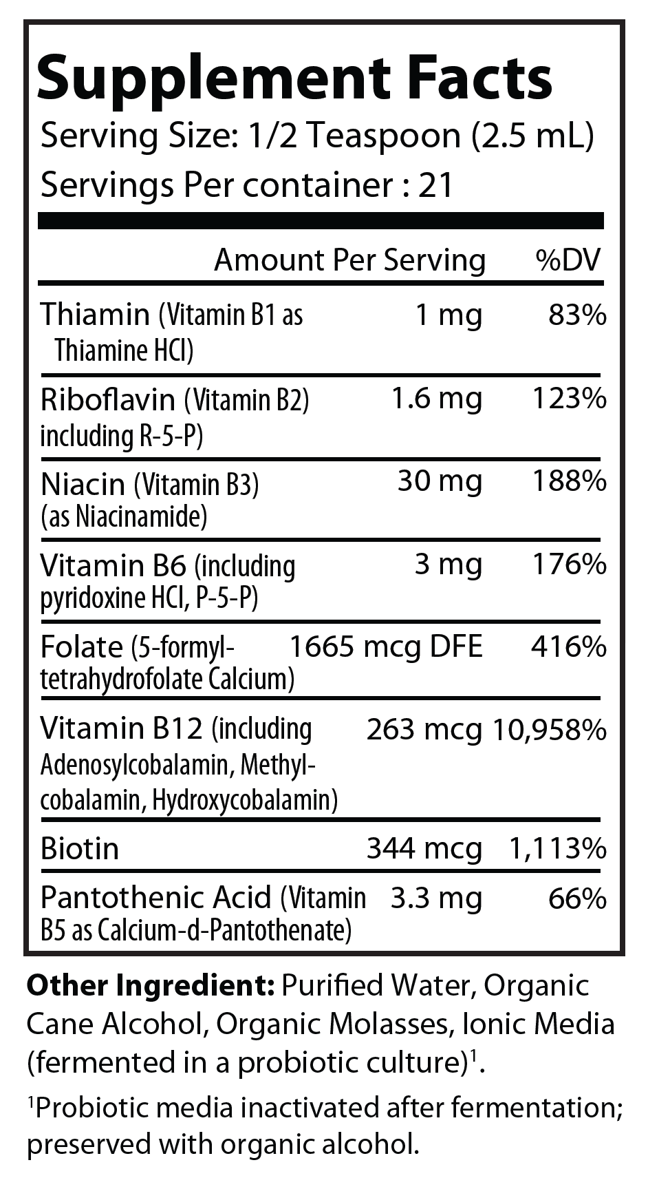 Medical Grade Fermented Vitamin B Complex 2 fl oz