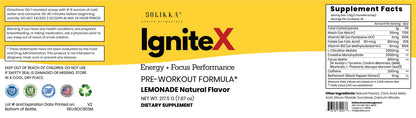 solikka IgniteX Pre-Workout Formula – Energy + Focus Performance, Lemonade (30 Servings)