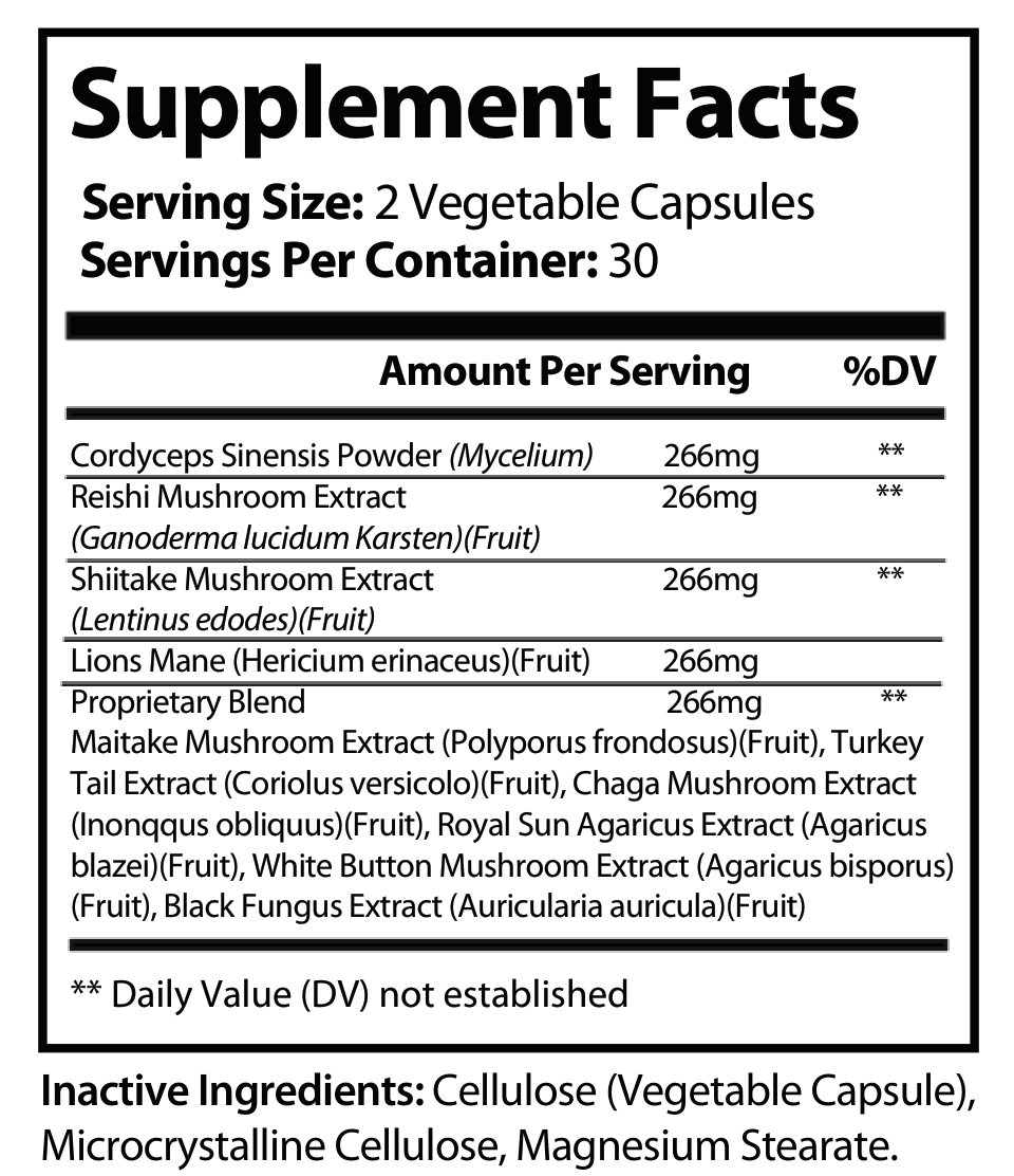Mushroom Immune Booster w/Chaga, Cordyceps, Reishi & Lion's Mane