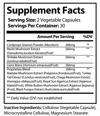 Mushroom Immune Booster w/Chaga, Cordyceps, Reishi & Lion's Mane