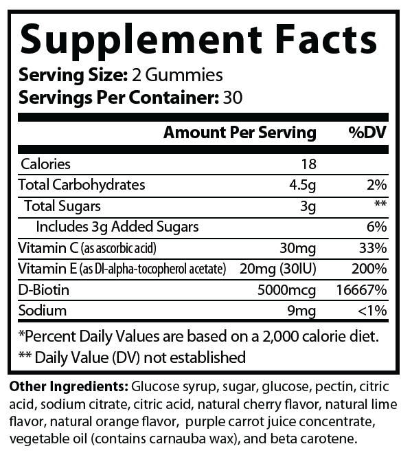 Solikka Skin Glow Gummies w/ Biotin + C + E