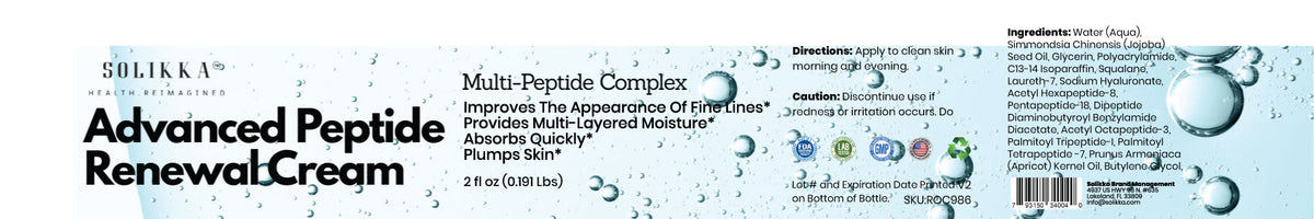 solikka Advanced Peptide Renewal Cream – Multi-Peptide Complex (2 fl oz)