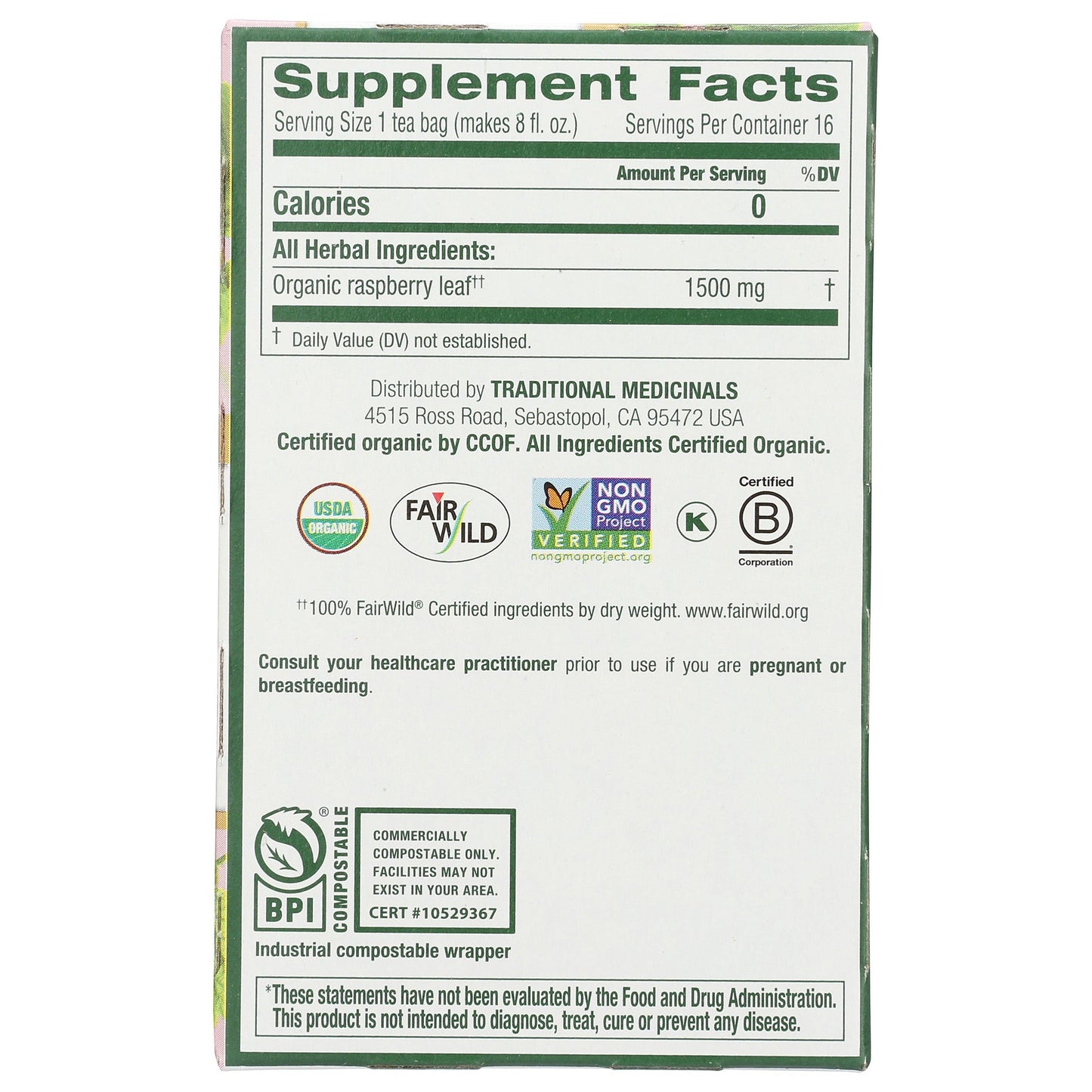 Raspberry Leaf Tea, Organic-Herbal Teas-AlchePharma