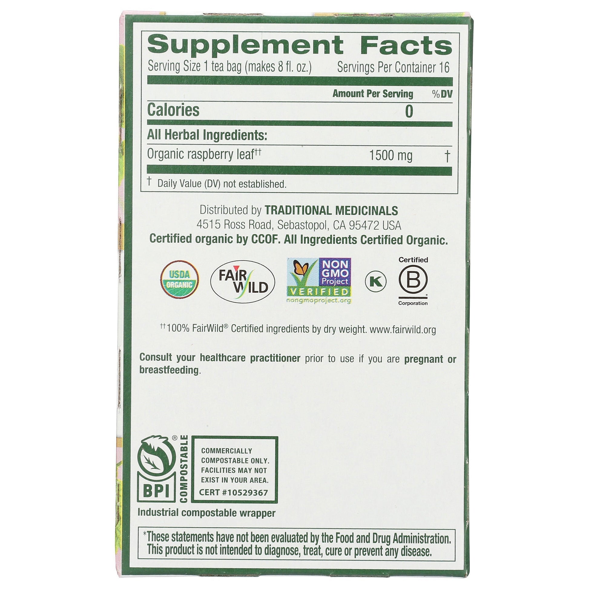 Raspberry Leaf Tea, Organic-Herbal Teas-AlchePharma