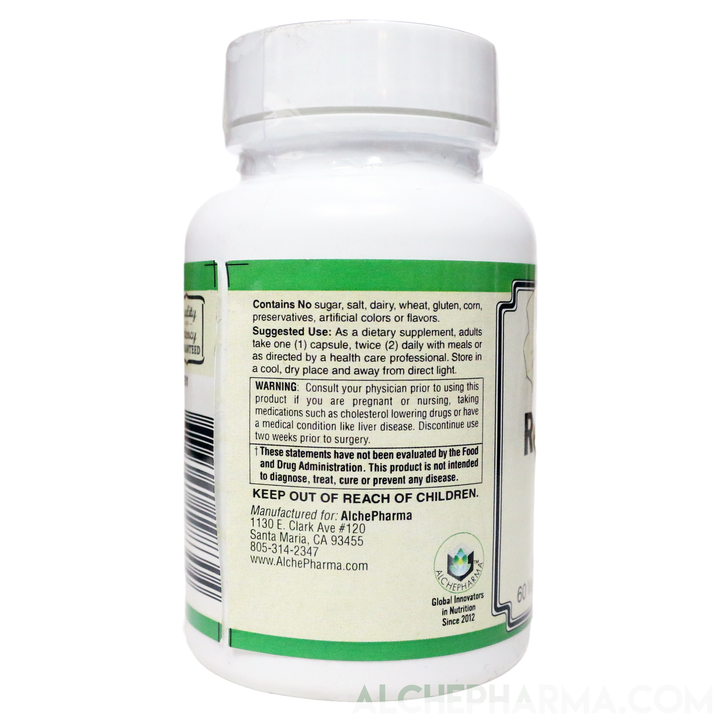 Red Yeast Rice (Organic and Citrinin Free ), 600mg-AlchePharma