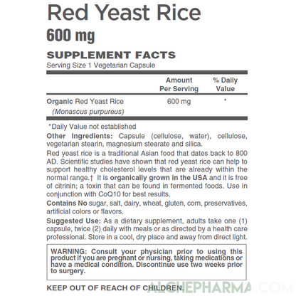 Red Yeast Rice (Organic and Citrinin Free ), 600mg-AlchePharma