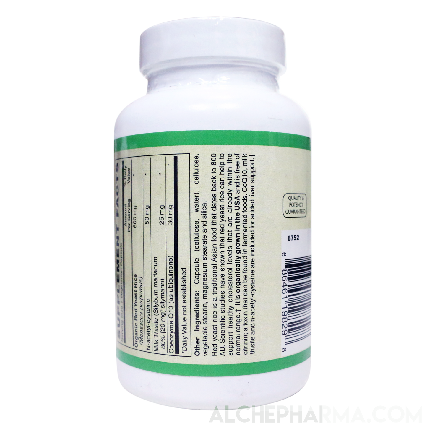 Red Yeast Rice Plus, 600mg ( Organically Grown - Citrinin Free )-Herb-AlchePharma