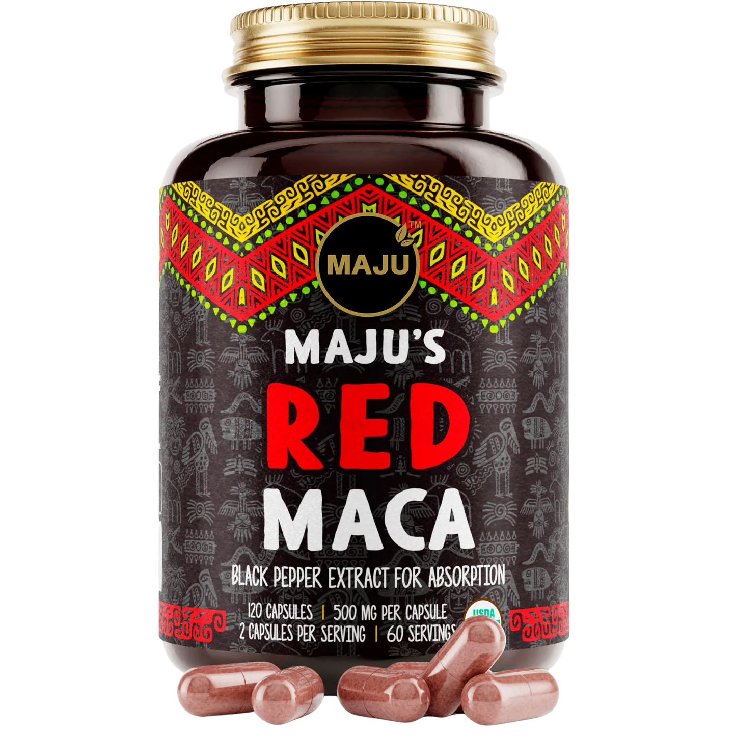 MAJU Organic Red Maca Root Capsules 120ct