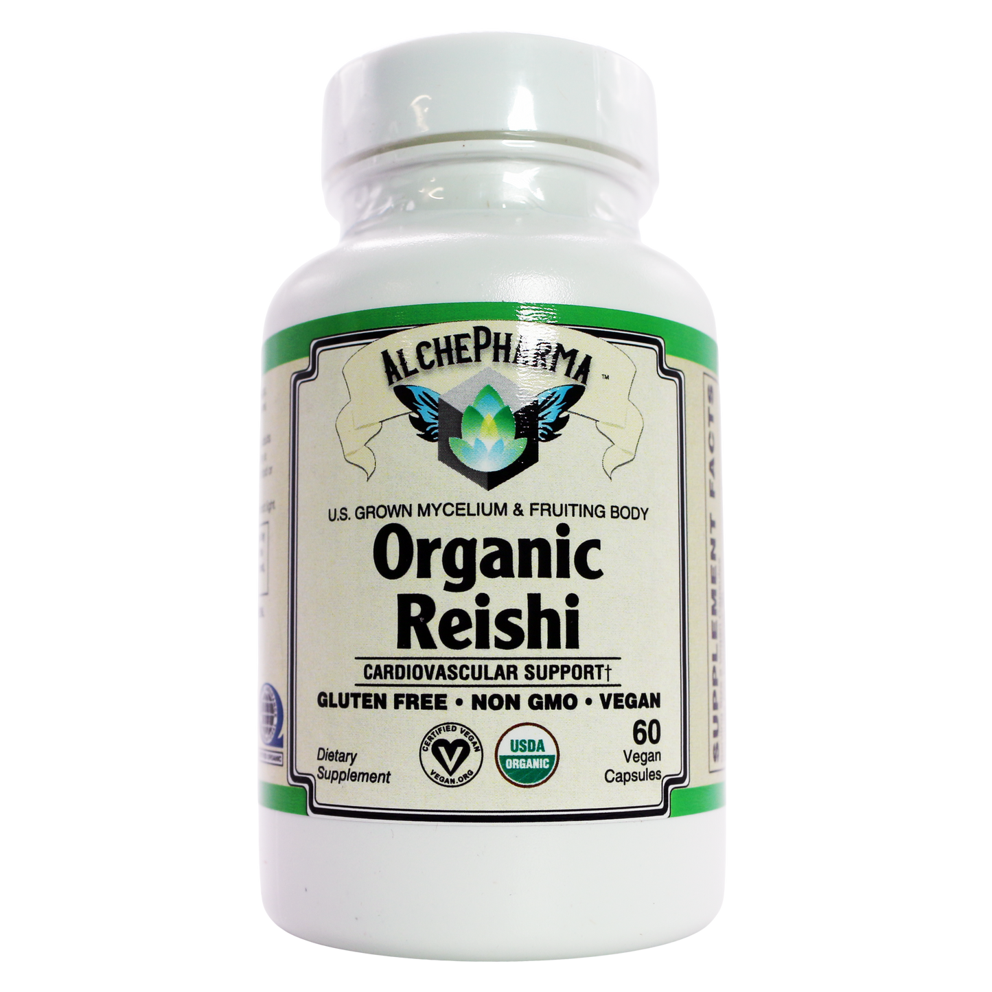 Reishi Organic Mushroom (Ganoderma lucidum) derived from mycelium and fruiting body-Vitamins & Supplements-AlchePharma